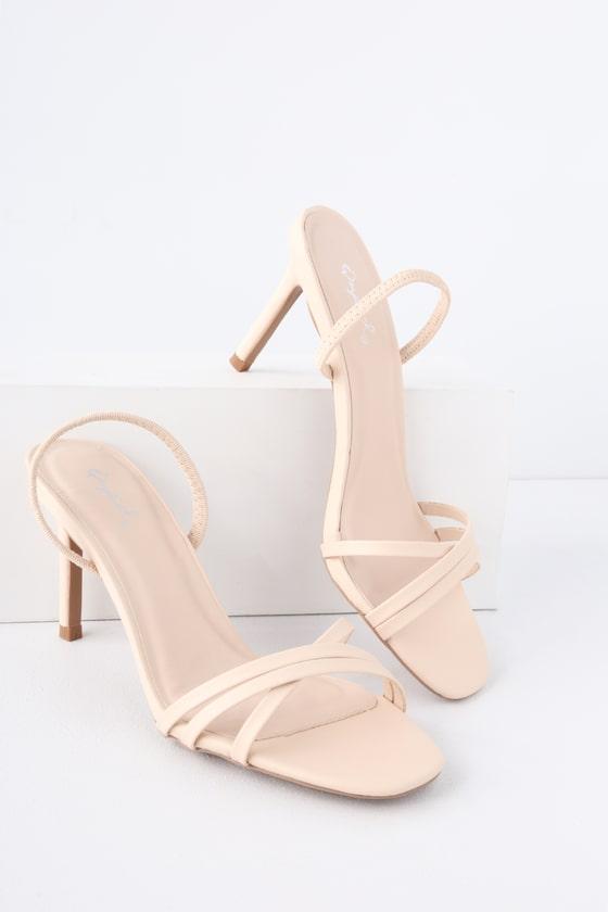 Qupid Lindy Nude Slingback Heels | Lulus