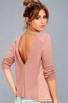 Lulus Layer Of Love Mauve Pink Backless Long Sleeve Top