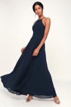 Night Of Romance Navy Blue Sleeveless Maxi Dress | Lulus
