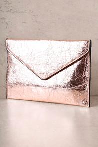 Lulus Medal Of Honor Rose Gold Clutch
