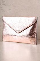Lulus Medal Of Honor Rose Gold Clutch