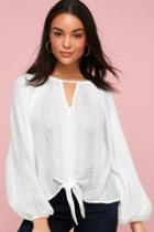 Alba White Embroidered Tie-front Long Sleeve Top | Lulus