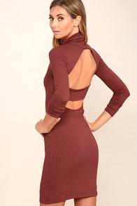 Lulus Party Goer Rusty Rose Long Sleeve Bodycon Dress