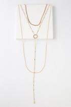 So Grateful Gold Rhinestone Layered Necklace | Lulus
