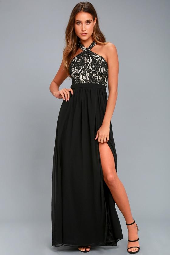 Unforgettable Evening Black Lace Maxi Dress | Lulus