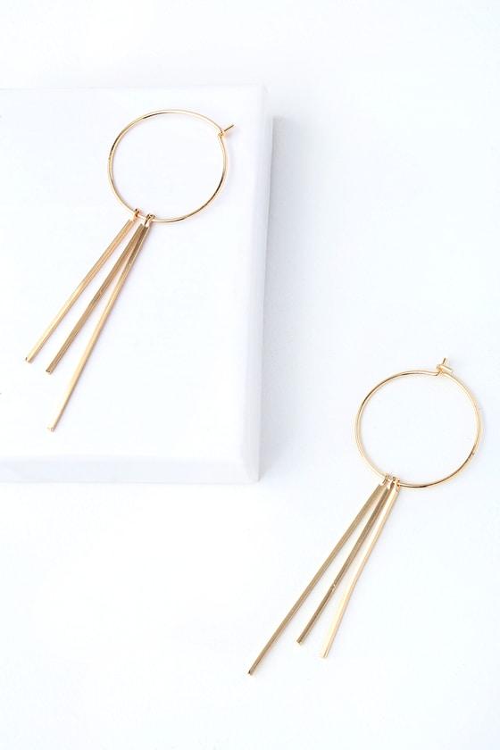 Elysian Gold Bar Hoop Earrings | Lulus