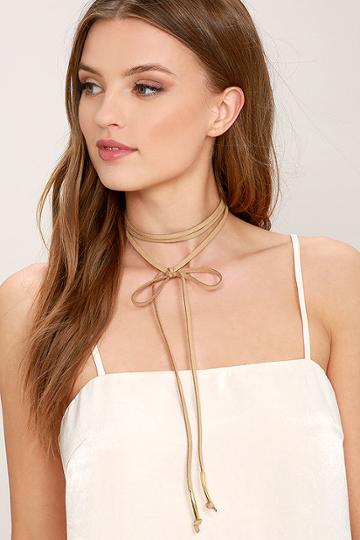 Lulus | Alchemy Gold And Taupe Layered Choker Necklace | Beige | Vegan Friendly