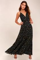 Lulus Galactic Goddess Black Star Print Sleeveless Maxi Dress