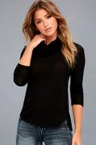 Olive + Oak | Shasta Black Cowl Neck Sweater Top | Size Small | Lulus