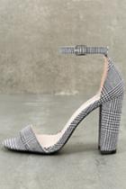 Qupid Leonora Black And White Houndstooth Ankle Strap Heels | Lulus