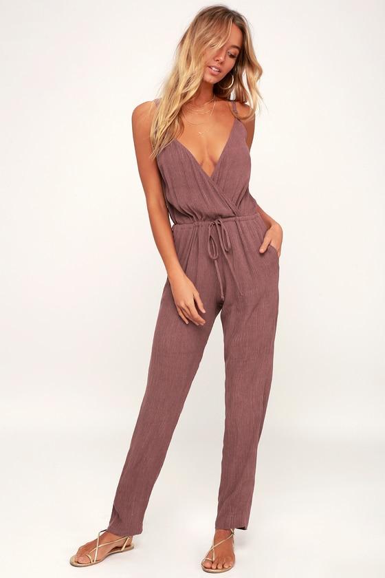 Lucy Love Malibu Ranch Mauve Surplice Jumpsuit | Lulus