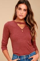 Black Swan | Sasha Washed Burgundy Long Sleeve Top | Size Large | Red | Lulus