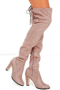 Cape Robbin Stunning Steps Khaki Suede Over The Knee Boots