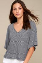 Project Social T Keirnan Navy Blue And White Striped Top | Lulus