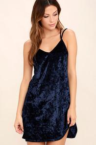 Lulus Greatest Love Of All Navy Blue Velvet Dress