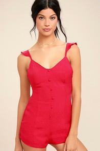 Lulus Dance It Out Berry Red Backless Romper