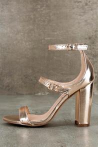 Breckelle's Shayndel Champagne Ankle Strap Heels