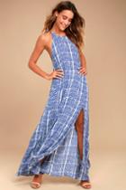 Tavik | Farleigh Blue Print Maxi Dress | Size Medium | Lulus