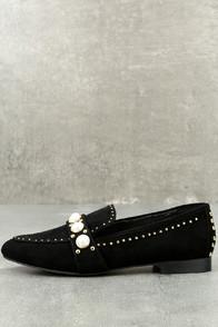 Lfl Pearl Black Suede Studded Loafers