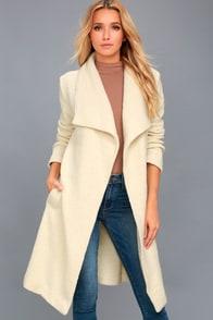Bb Dakota Isaac Light Beige Boucle Wrap Coat