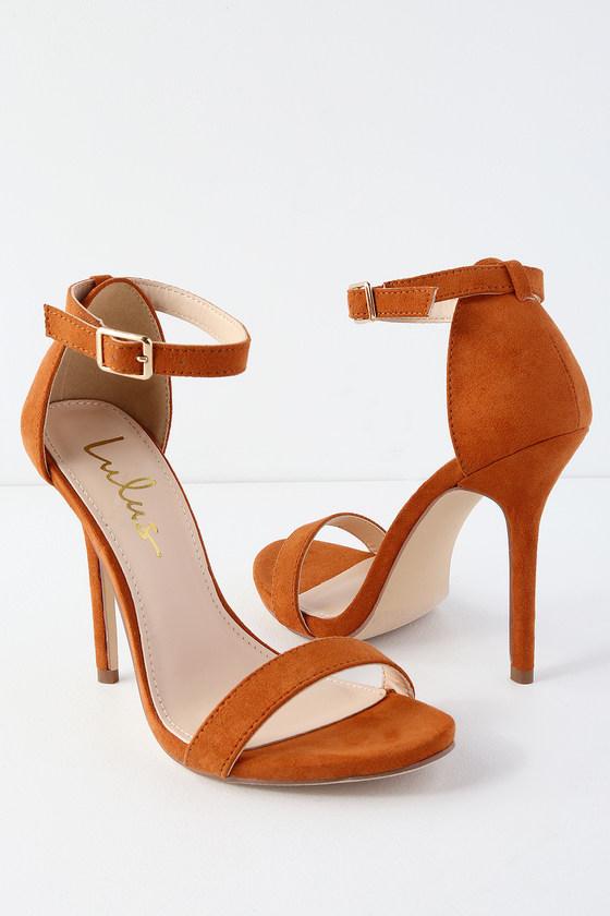 Elsi Rust Suede Single Strap Heels | Lulus