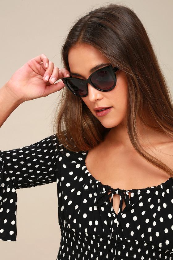 Buttercup Black Cat Eye Sunglasses | Lulus
