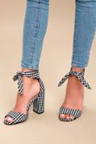 Qupid Covington Black And White Gingham Ankle Strap Heels | Lulus