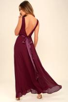 Lulus | That Special Something Wine Red Maxi Dress | Size Large | 100% Polyester