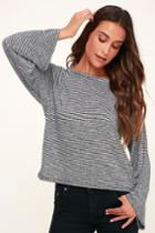 Olive + Oak Hayley Washed Black And White Striped Sweater Top | Lulus