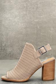 Steve Madden Neptune Ice Taupe Nubuck Leather Cutout Booties