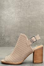 Steve Madden Neptune Ice Taupe Nubuck Leather Cutout Booties