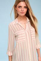 Macon Pink And White Striped Button-up Top | Lulus