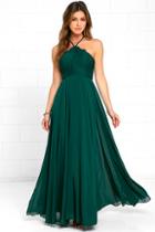 Lulus Everlasting Enchantment Dark Green Maxi Dress