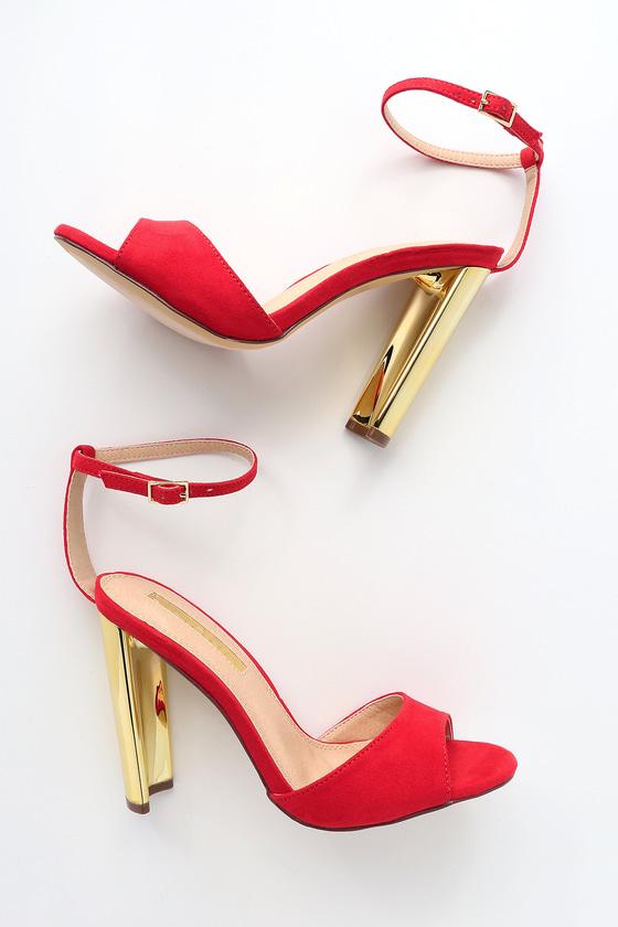 Liliana Noah Red Suede Ankle Strap Heels | Lulus
