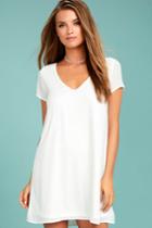 Lulus | Freestyle White Shift Dress | Size Large | 100% Polyester