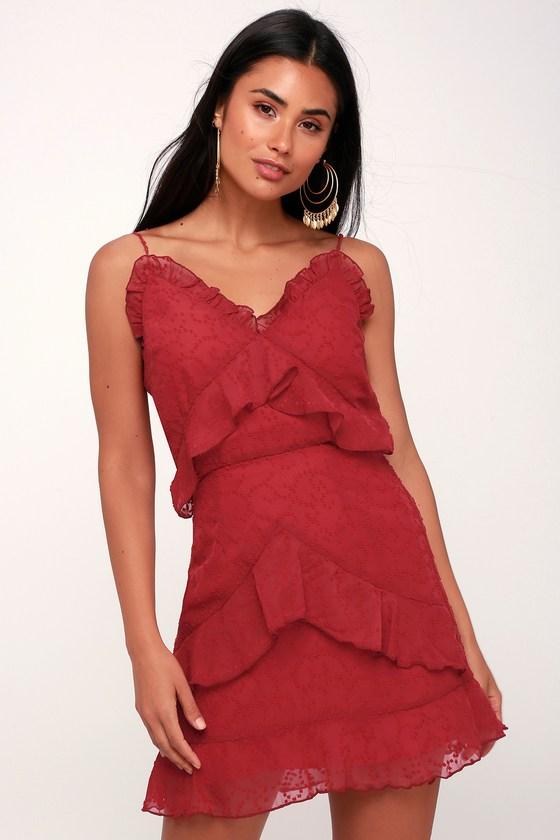 The Fifth Label Rhythm Wine Red Ruffled Mini Skirt | Lulus