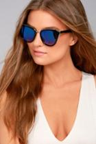 Lulus | Soho Sun Black And Blue Mirrored Sunglasses