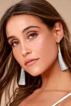 Lulus Bellamy Grey Tassel Earrings