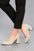 Qupid Lilah Oatmeal Suede Pumps