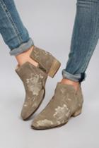 Seychelles | Lantern Taupe Suede Leather Embroidered Ankle Booties | Size 10 | Brown | Lulus