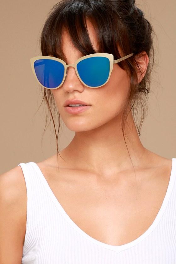 Lulus | Sun Ray Gold And Green Mirrored Sunglasses