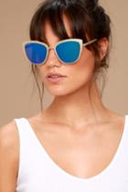 Lulus | Sun Ray Gold And Green Mirrored Sunglasses