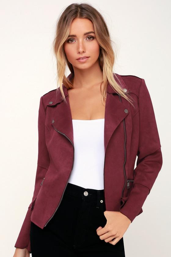 Coalition La Life And Times Burgundy Suede Moto Jacket | Lulus