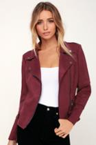 Coalition La Life And Times Burgundy Suede Moto Jacket | Lulus