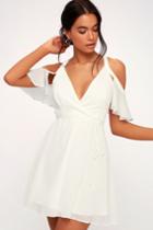 Bombshell White Off-the-shoulder Wrap Dress | Lulus