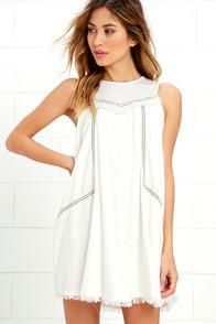 Moon River Coastal Tour Ivory Swing Dress