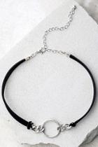 Lulus Reunion Of The Heart Black And Silver Choker Necklace