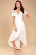 Lost + Wander Mari White High-low Wrap Dress