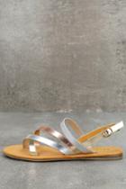 Bamboo | Kalene Metallic Multi Flat Sandal Heels | Size 6 | Gold | Vegan Friendly | Lulus