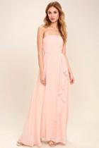 Lulus | Sweetest Kiss Blush Pink Strapless Maxi Dress | Size X-small | 100% Polyester